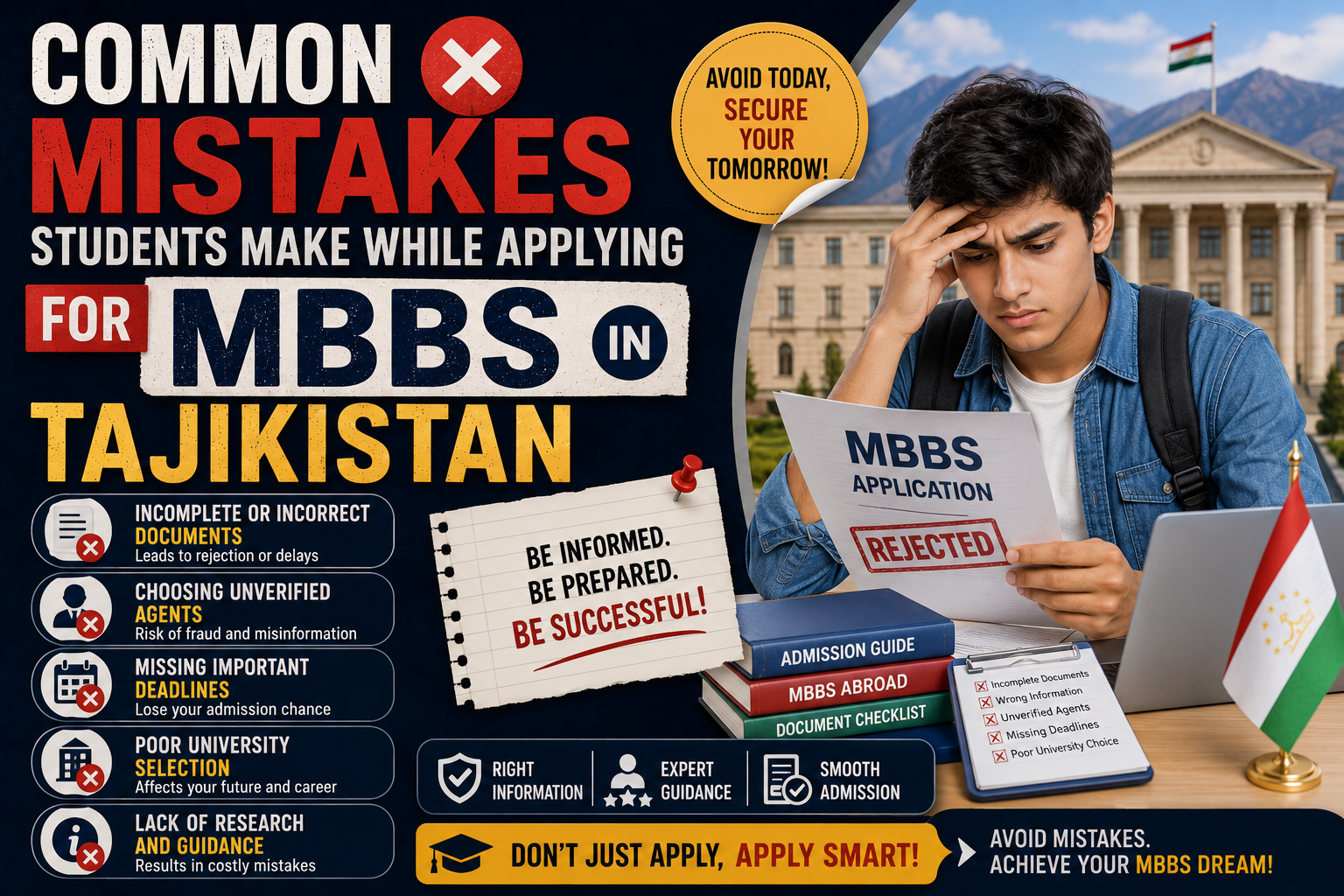 Common Mistakes Students Make while applying For MBBS in Tajikistan