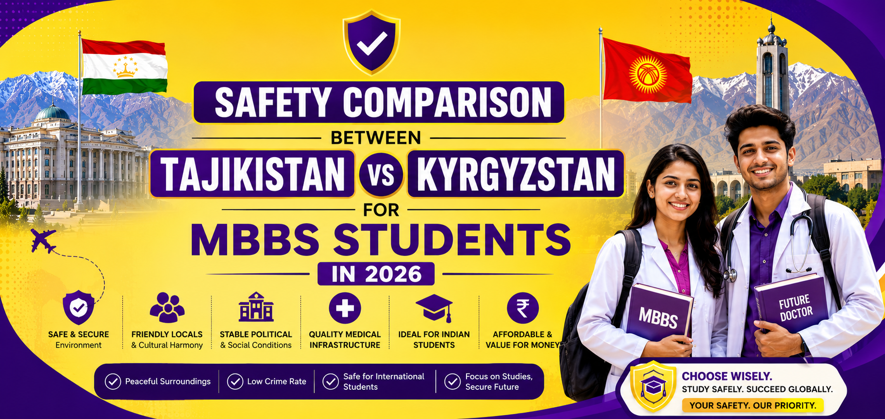 Safety Comparison Between Tajikistan and Kyrgyzstan for MBBS Students in 2026