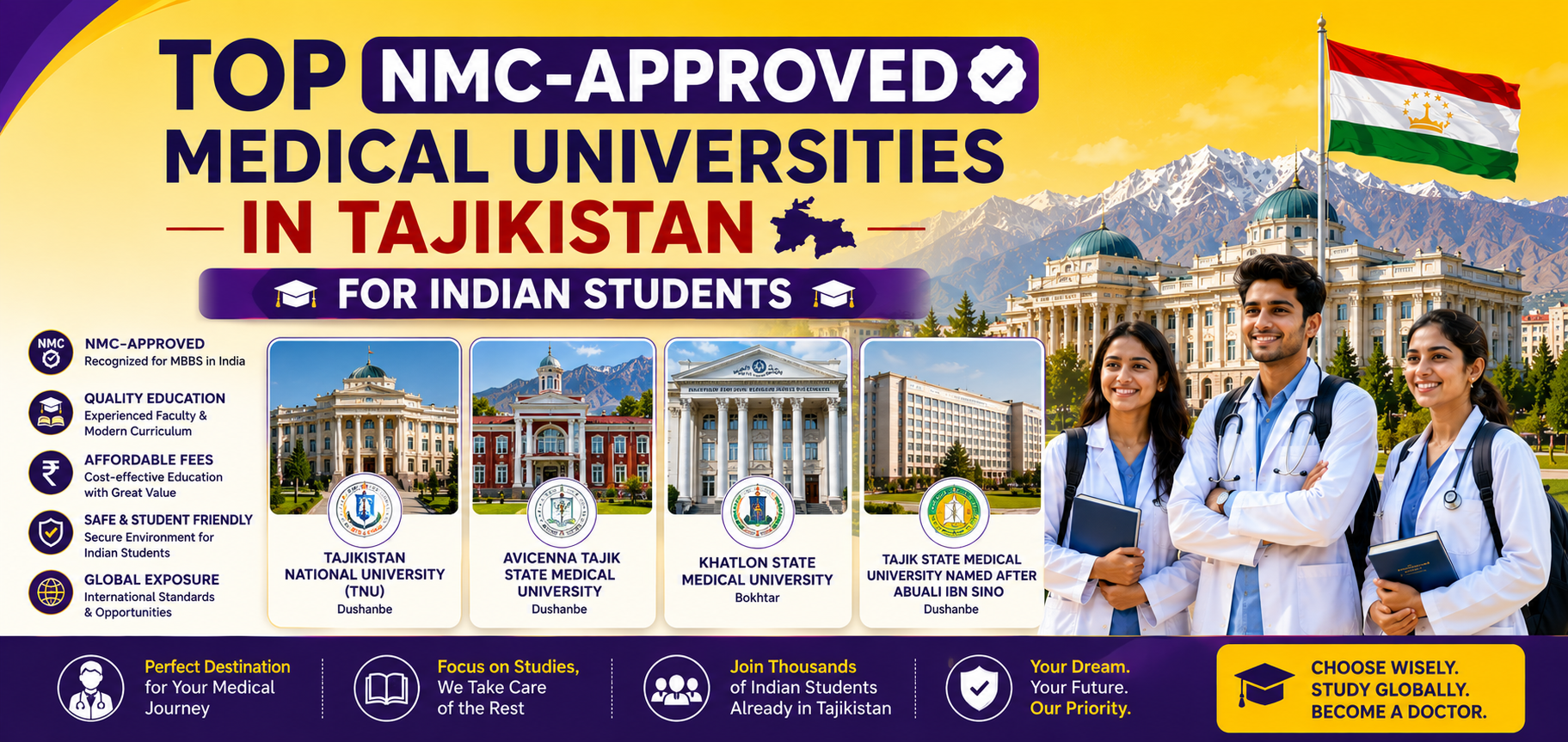 Pinnacle NMC-Accepted Medical Universities in Tajikistan for Indian Students