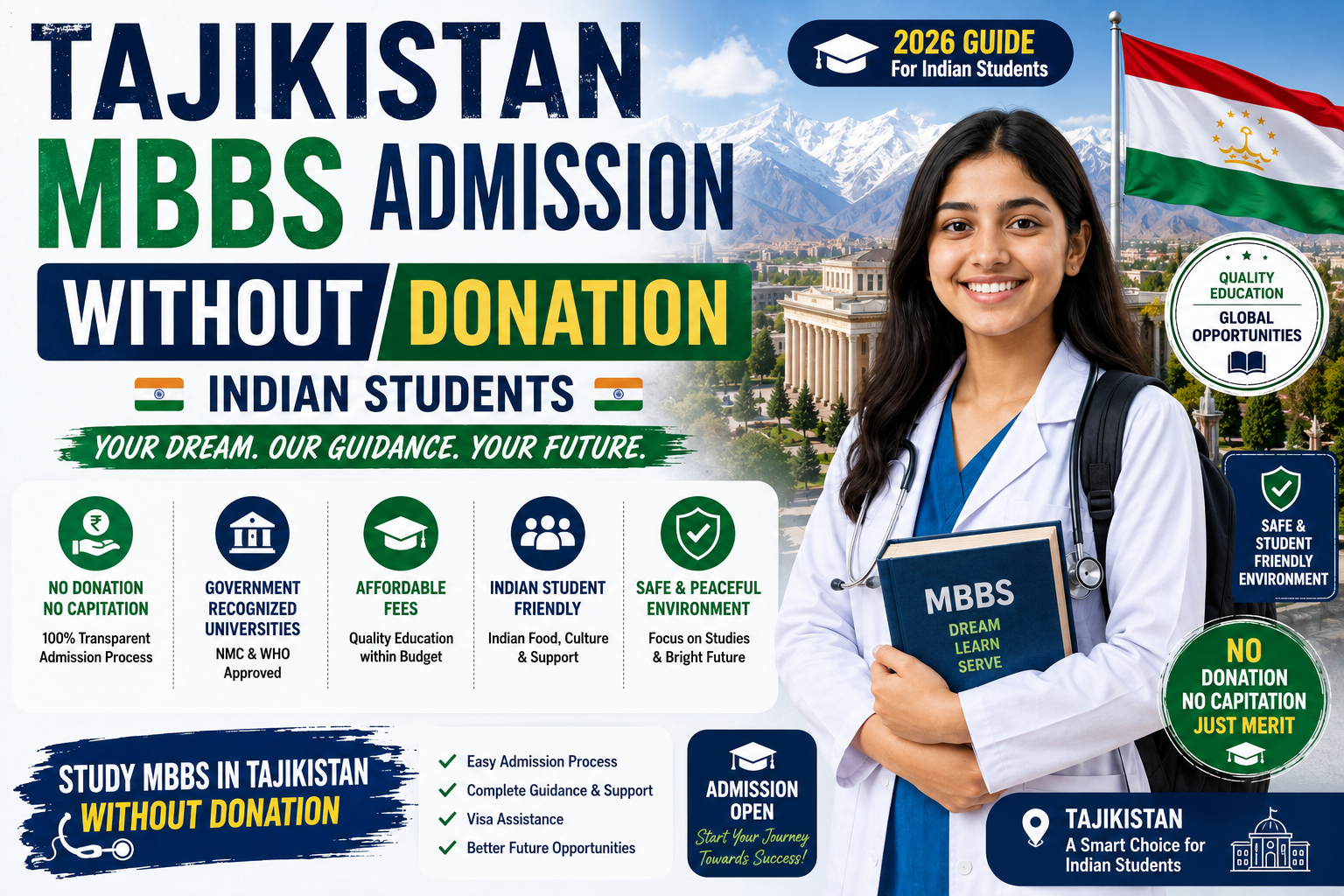 Tajikistan MBBS Admission without Donation: Indian Students (2026 Guide)