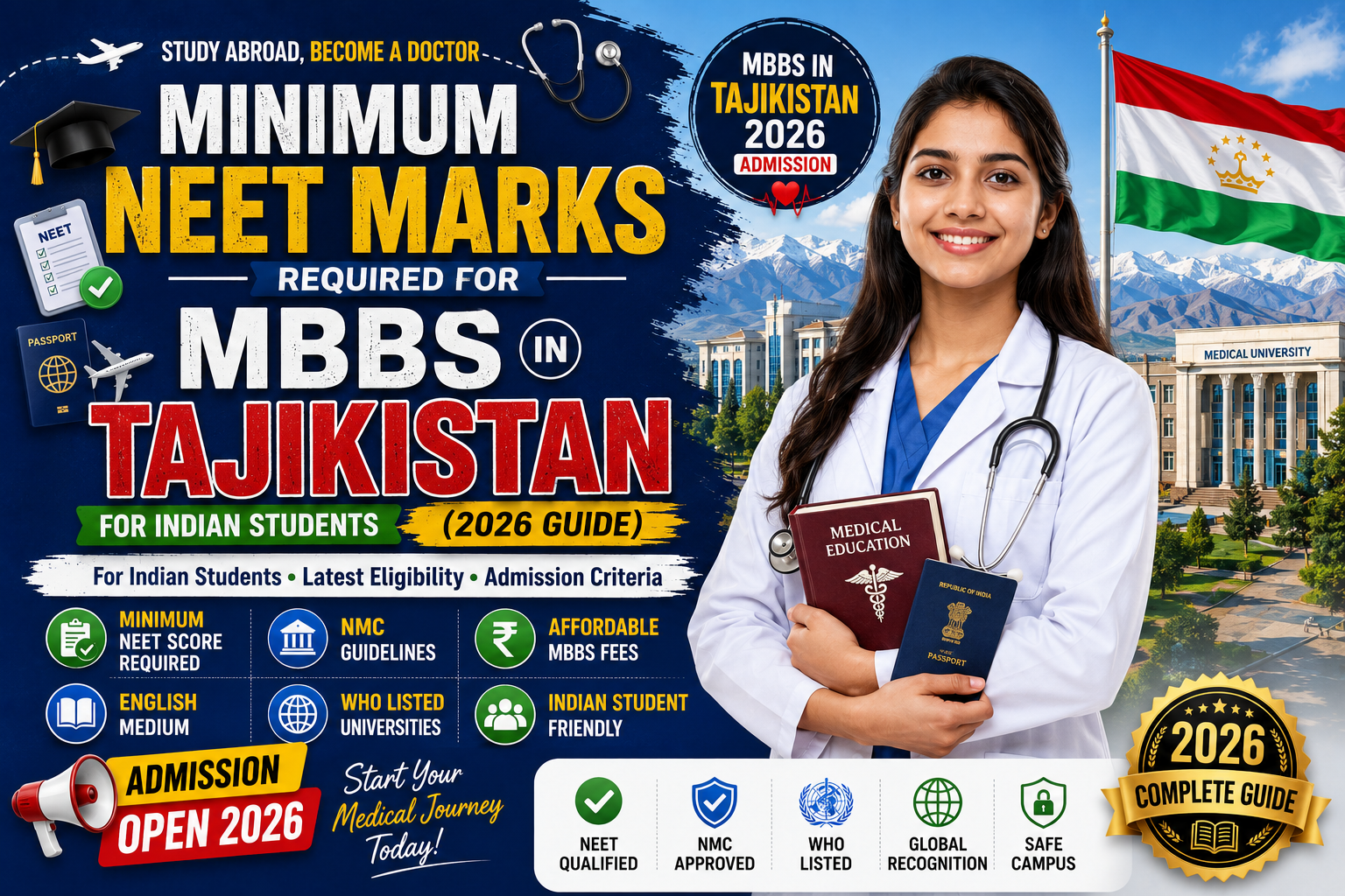Minimum NEET Marks Required for MBBS in Tajikistan for Indian Students (2026 Guide)