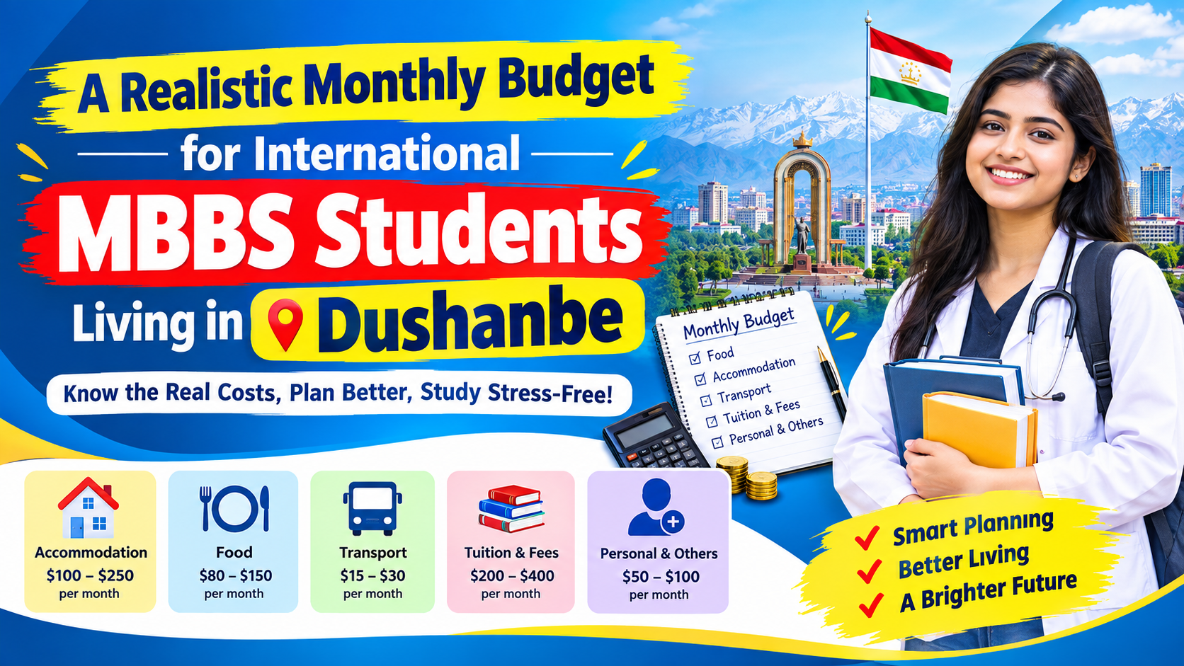 A Realistic Monthly Budget for International MBBS Students Living in Dushanbe